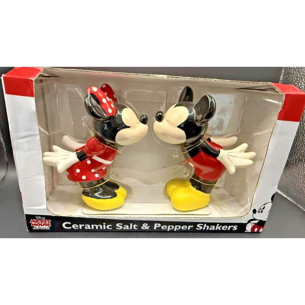 Disney Mickey & Minnie Large Salt & Pepper Shakers Disney New Kissing 4"+